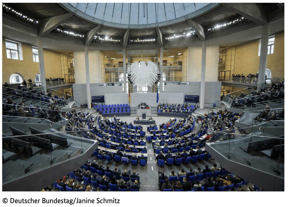 Welches Symbol ist im Plenarsaal des Deutschen Bundestages zu sehen?