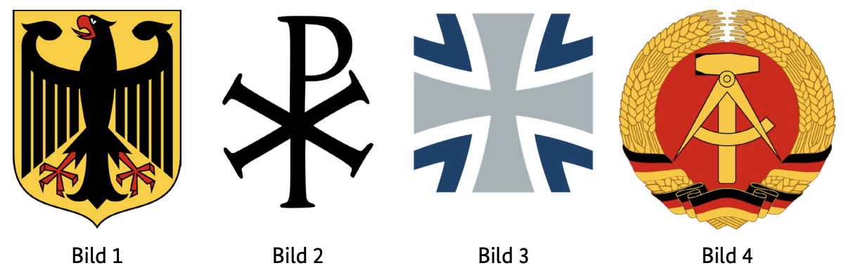 Welches ist das Wappen der Bundesrepublik Deutschland? Bild 1 Bild 2 Bild 3 Bild 4