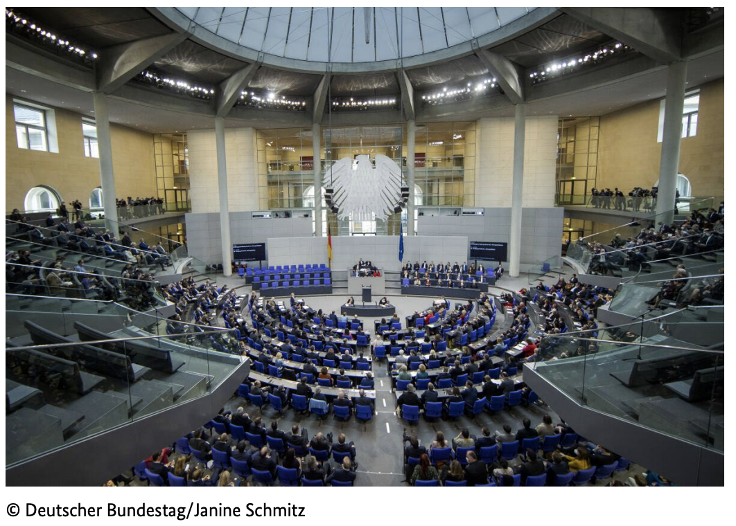 Welches Symbol ist im Plenarsaal des Deutschen Bundestages zu sehen?